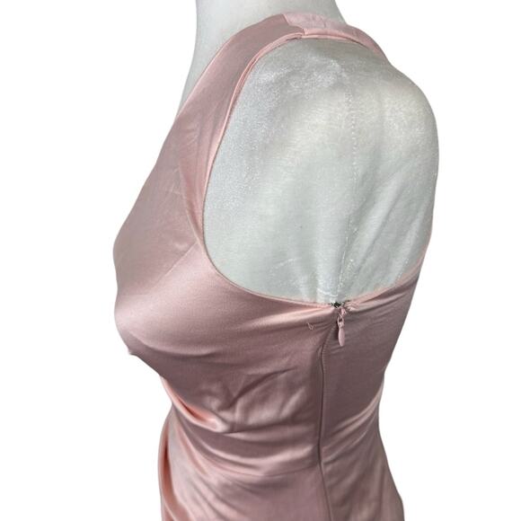 Lulus PROM Dreaming of Elegance Blush Pink Satin One-Shoulder Maxi Dress XS - Picture 7 of 11